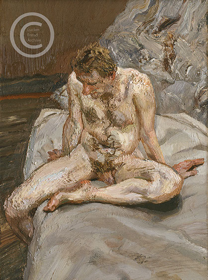 "Naked-Man-on-a-Bed"-1989-Oil-on-Canvas-35cmx26cm
