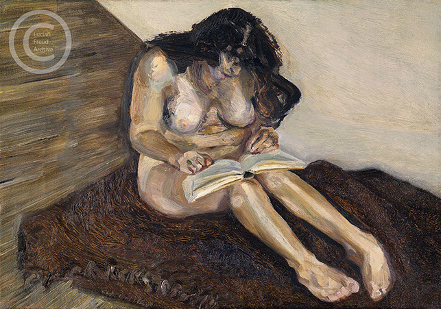 Lucian Freud "Annie Reading" 1969 17.8cmx25cm
