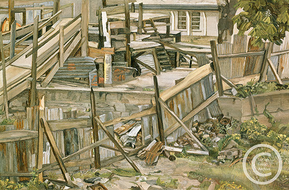 Lucian freud "Child's Playground" 1975 Oil on Canvas 22cmx33cm