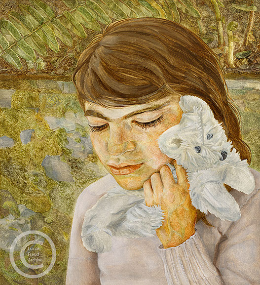 Lucian Freud "Child with a Toy Dog" 1956 Oil on Canvas 35cm x 39