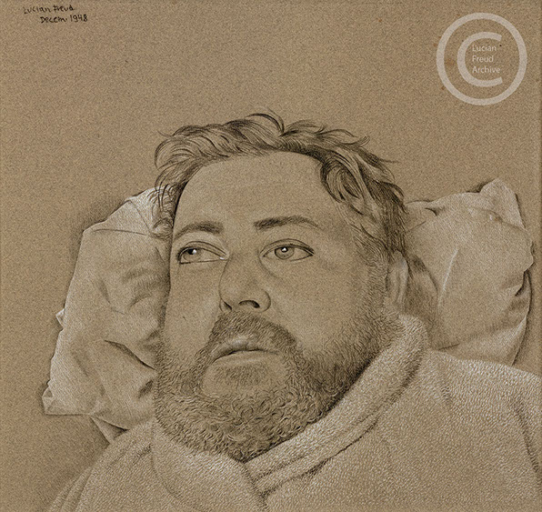 Lucian Freud 'Christian Berard (l)' 1948 Conte on Paper 41cmx44cm