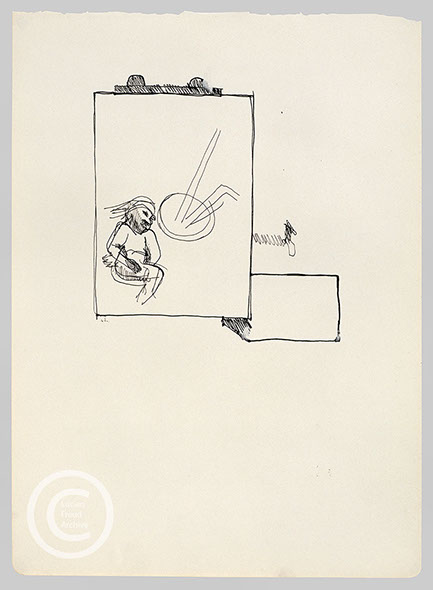 Lucian Freud 'Drawing for Large Interior, Paddington' 1968-1969 Ink on Paper 36cmx26cm