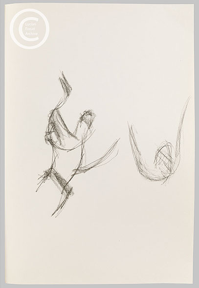 Lucian Freud 'Drawing of Hand upon Breast' c2000 Charcoal on paper 41cm x 28.5cm