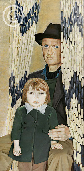 Lucian Freud "Father and Daughter"&nbsp; 1949&nbsp; Oil on Canvas&nbsp; 91.5cm x 45.7cm&nbsp;&nbsp;&nbsp;&nbsp;&nbsp;&nbsp; 