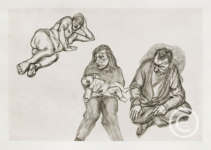 Lucian Freud "Four Figures" 1991 Etching (ed of 30) 59.5cmx85.5cm