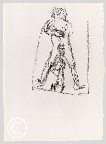 Lucian Freud 'Girl on a Bed' 2004 Charcoal on paper 33cmx24.5cm