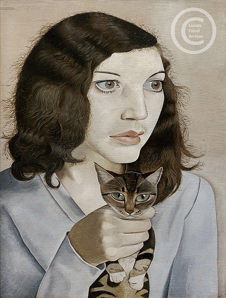 Lucian Freud "Girl with a Kitten"&nbsp; 1947&nbsp; Oil on Canvas&nbsp; 39.5cm x 29.5cm