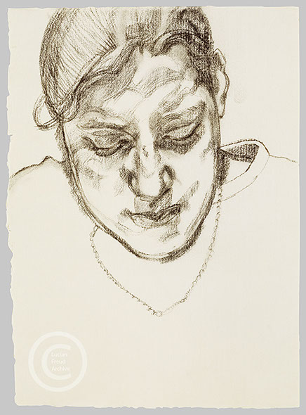 Lucian Freud 'Girl with Necklace' 1980 Charcoal on Paper 32.5cmx24.1cm