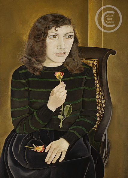 Lucian Freud "Girl with Roses"&nbsp; 1947-48&nbsp; Oil on Canvas&nbsp; 105.5cm x 74.5cm 