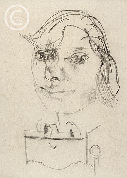 Lucian Freud 'Head of a Girl' 1949-1950 Charcoal on Paper 34cmx24cm