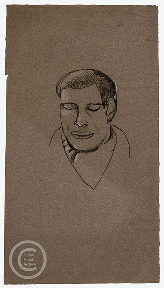 Lucian Freud 'Head of a Poet' 1945 Conte and Chalk on paper 62.5cmx35cm