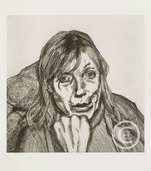 Lucian Freud "Head of a Woman" 1996 Etching (ed of 40) 30.5cmx30.5cm