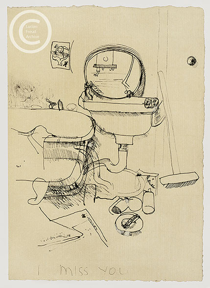 Lucian Freud 'I Miss You' 1968 Ink on Paper 33.7cmx24.1cm