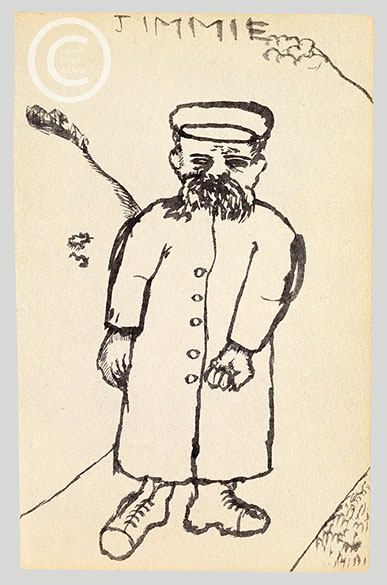 Lucian Freud 'Jimmie (Ghillie at Loch Ness)' 1943 Ink on Paper 18cmx11.7cm