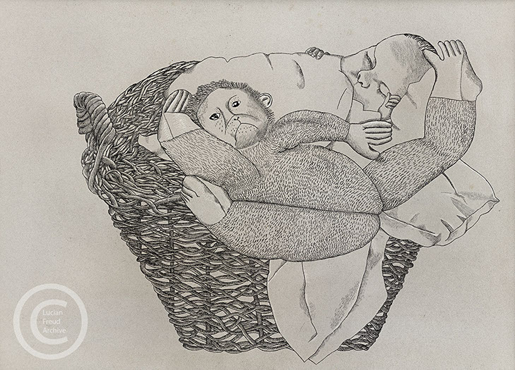 Lucian Freud 'Juliet Moore Asleep' 1943 Conte on Paper 34cmx46.3cm