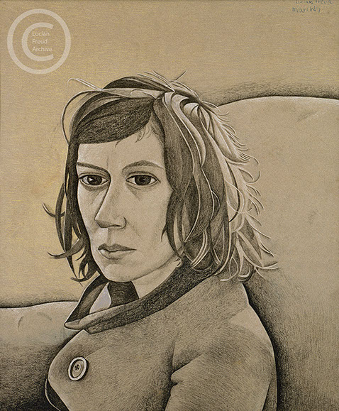 Lucian Freud 'La Voisine" 1947 Conte on Paper 41.5cmx34.5cm