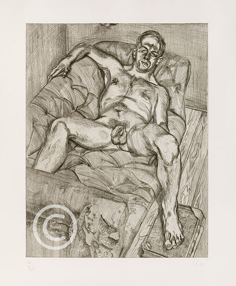Lucian Freud "Man Posing" 1985 Etching (ed of 50) 70cmx55cm