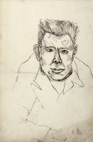 Lucian Freud 'Man with a Crew Cut' 1940 Ink on paper 38cmx25cm
