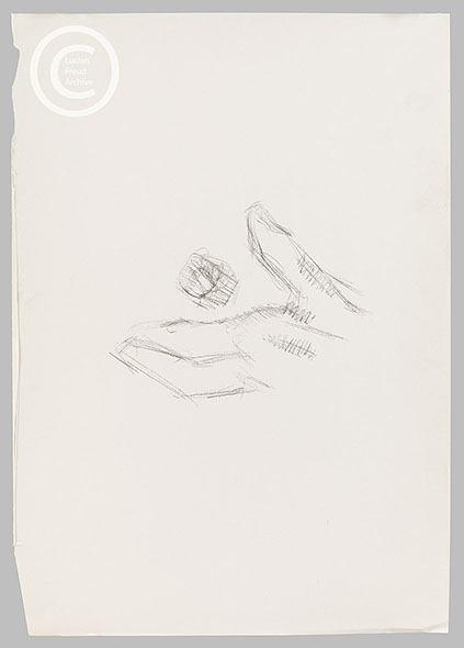 Lucian Freud 'Model Holding Breast (l)' 2001 Charcoal on paper 41cm x 29.5cm