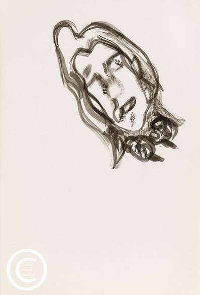 Lucian Freud 'Model with Eyes Closed (ll)' c2001 Ink on paper 41cm x 28.5cm