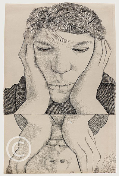 Lucian Freud 'Narcissus' 1949 Ink on paper 22.3cmx14.5cm