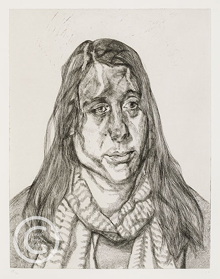 Lucian Freud "Portrait Head" 2001 Etching (ed of 46) 59.7cmx49.7cm