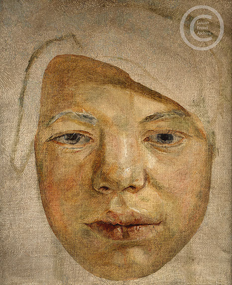 Lucian Freud "Portrait of a Youth - Fragment" 1956 Oil on Canvas 20.3cm x 20