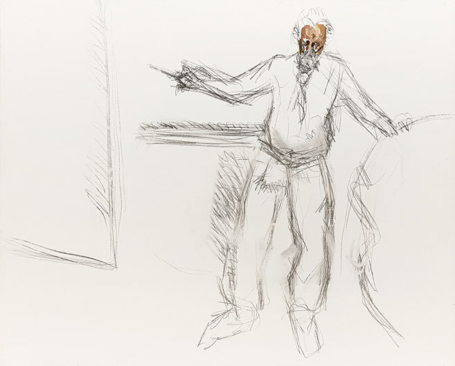 "Self Portrait, unfinished" 2005 Oil and Charcoal on Canvas 120cmx150cm