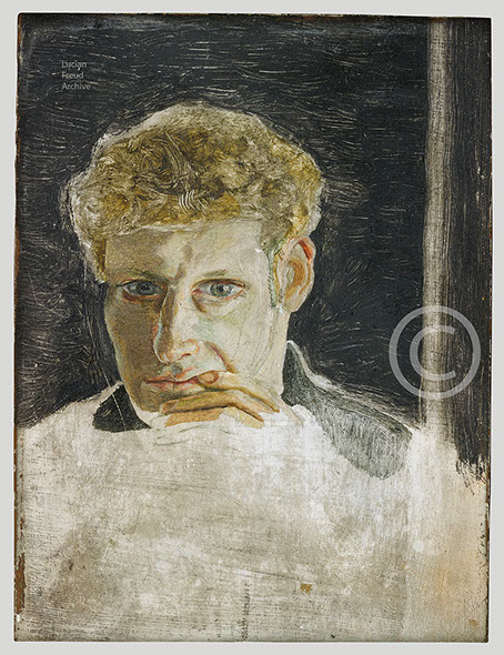 Lucian Freud "Self-Portrait-(Unfinished)" 1952 Oil on Copper 12.8cm x 10