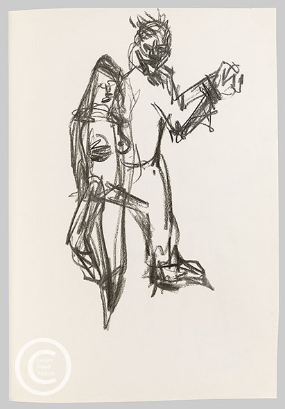 Lucian Freud 'Self Portrait with Model (ll)' c2001 Charcoal on paper 41cm x 28.5cm