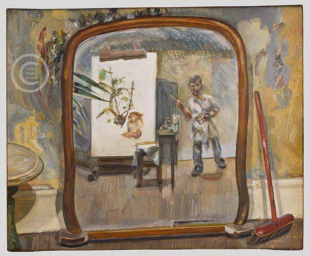 Lucian Freud "Small Interior (Self Portrait)" 1968 Oil on Canvas 22.2cmx26cm
