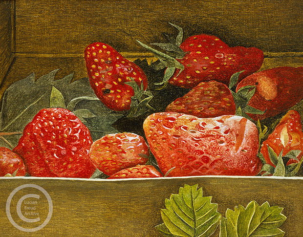 Lucian Freud "Strawberries"&nbsp; 1950&nbsp; Oil on Copper&nbsp; 10.2cm x 12cm 