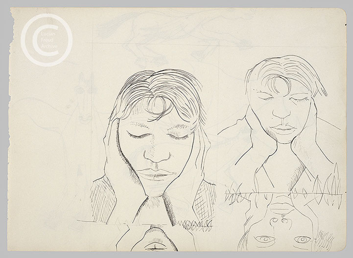 Lucian Freud 'Study for Narcissus' 1948-1949 Ink on Paper 25.4cmx35.5cm