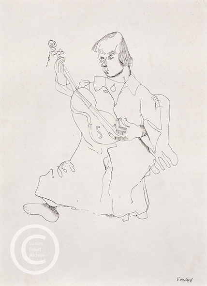 Lucian Freud 'The Musician' 1940's Ink on Paper 34cmx24cm