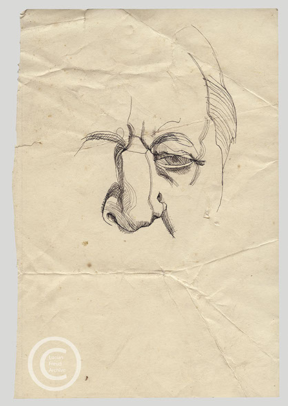 Lucian Freud 'The Painter's Father (ll)' c1965 Ink on Paper 21.3cmx14.5cm
