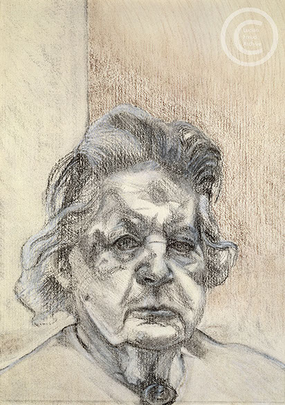 Lucian Freud 'The Painter's Mother' 1984 Charcoal and Crayon on Paper 32.4cmx24.7cm