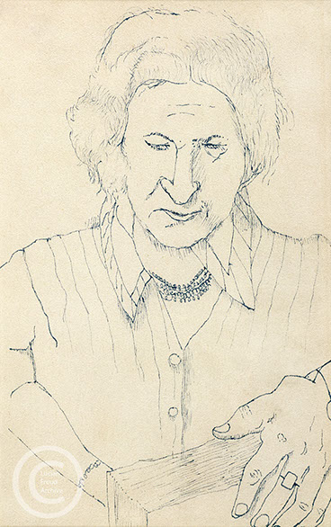 Lucian Freud 'The Painter's Mother' c1939 Ink on paper 18.5cmx11.5cm