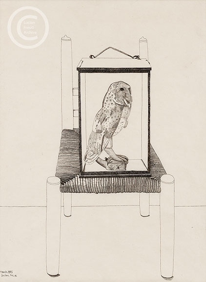 Lucian Freud 'Untitled (Interior Drawing of an Owl)' 1945 Ink on paper 54.5cmx40.5cm