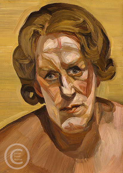 Lucian Freud "Woman's Head with Yellow Background" 1963 Oil on Canvas 33.5cm x 24cm