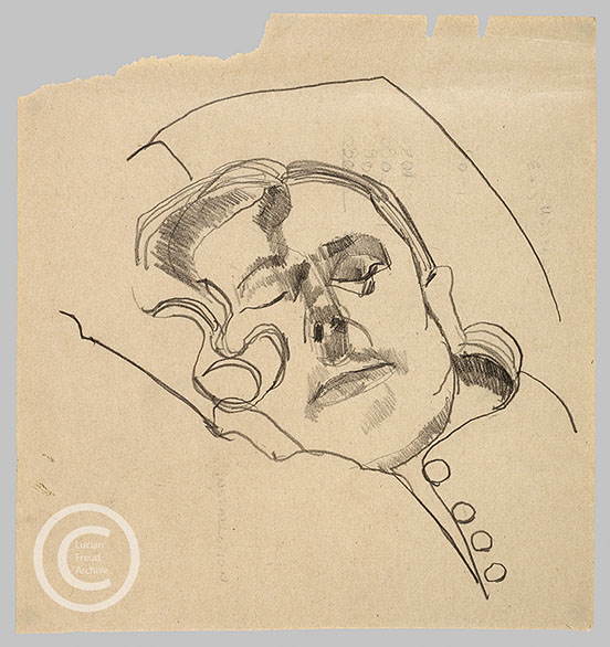 Lucian Freud 'Woman with Eyes Closed' c1973 Pencil on Paper 20cmx18.5cm